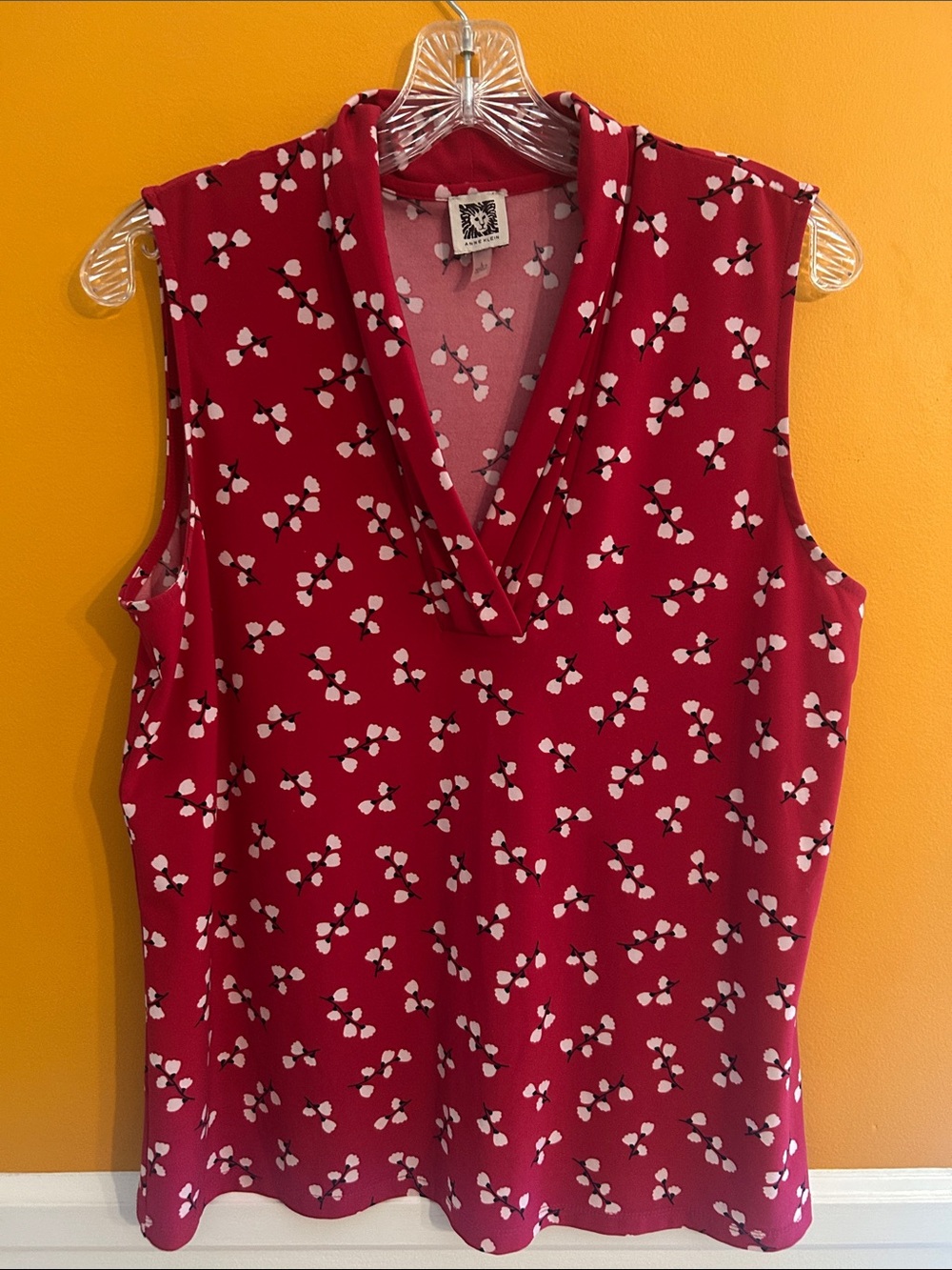 Sleeveless Red Floral Drape Neck Women's Top